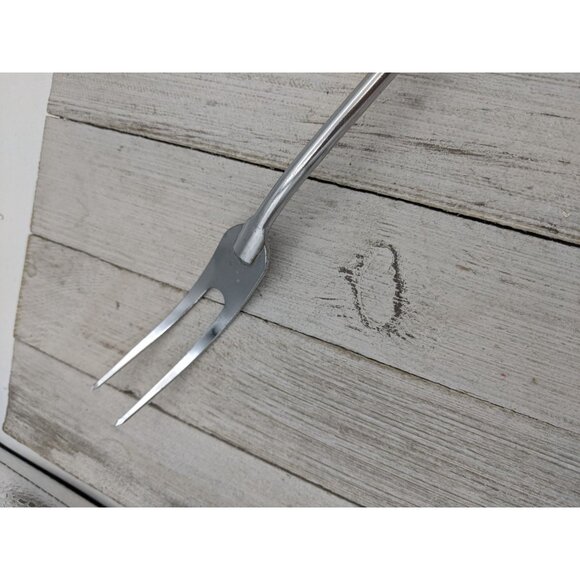 Vintage EKCO Halo Solid Meat Utility Fork Black Wood Handle 12 3/4" - Picture 3 of 7